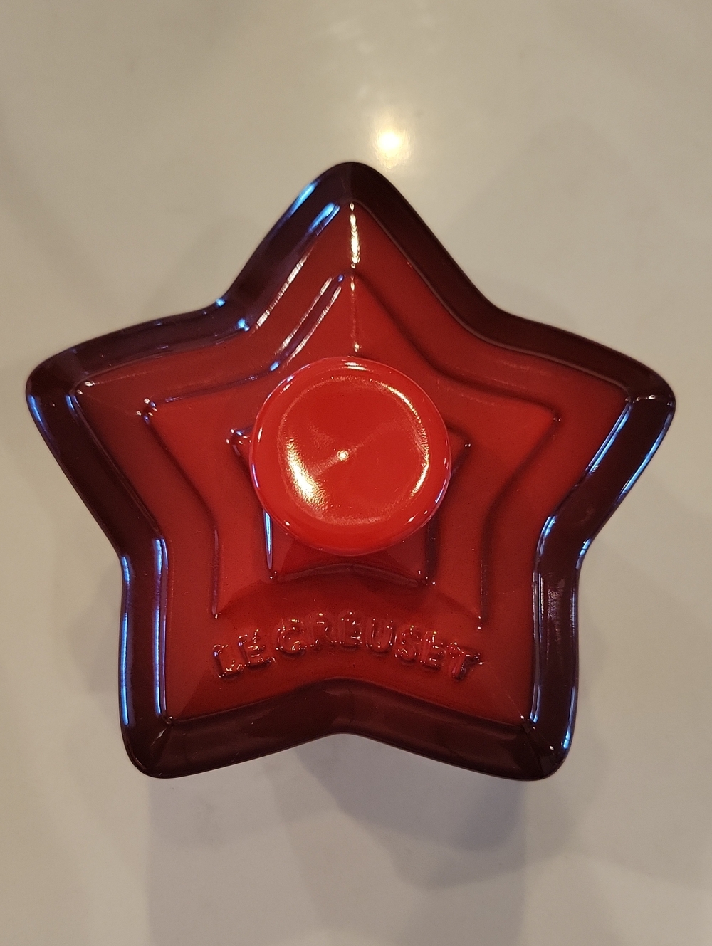Le Creuset Star-Shaped Ceramic Jar in Bright Red